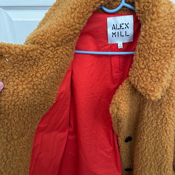 Alex Mill Golden Teddy Coat with Red Lining - Picture 2 of 5